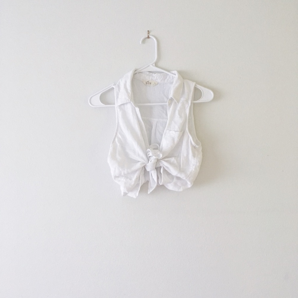 Tie Front Canvas Crop Top